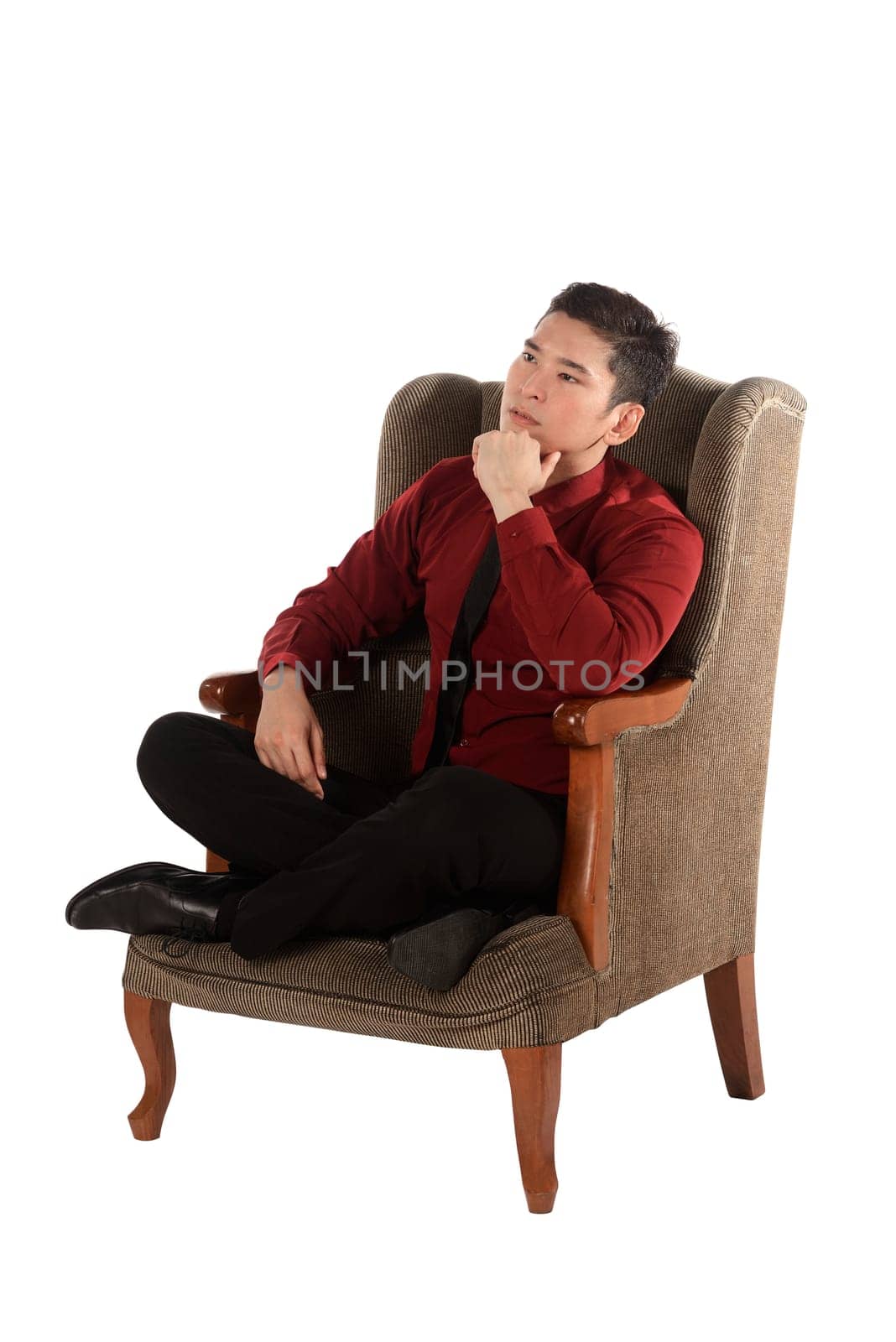 Business man thinking isolated over white background