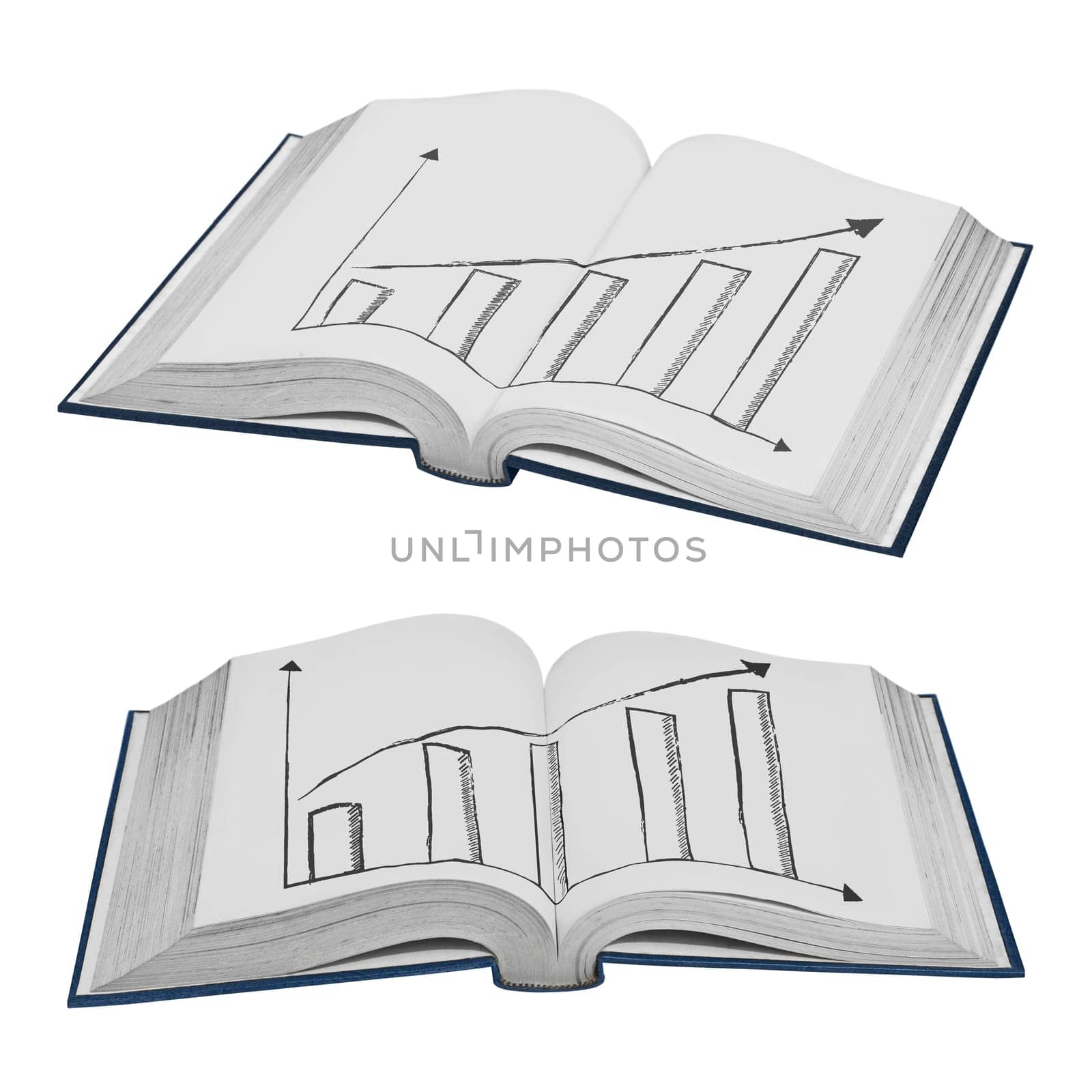 Set of book isolated over white background