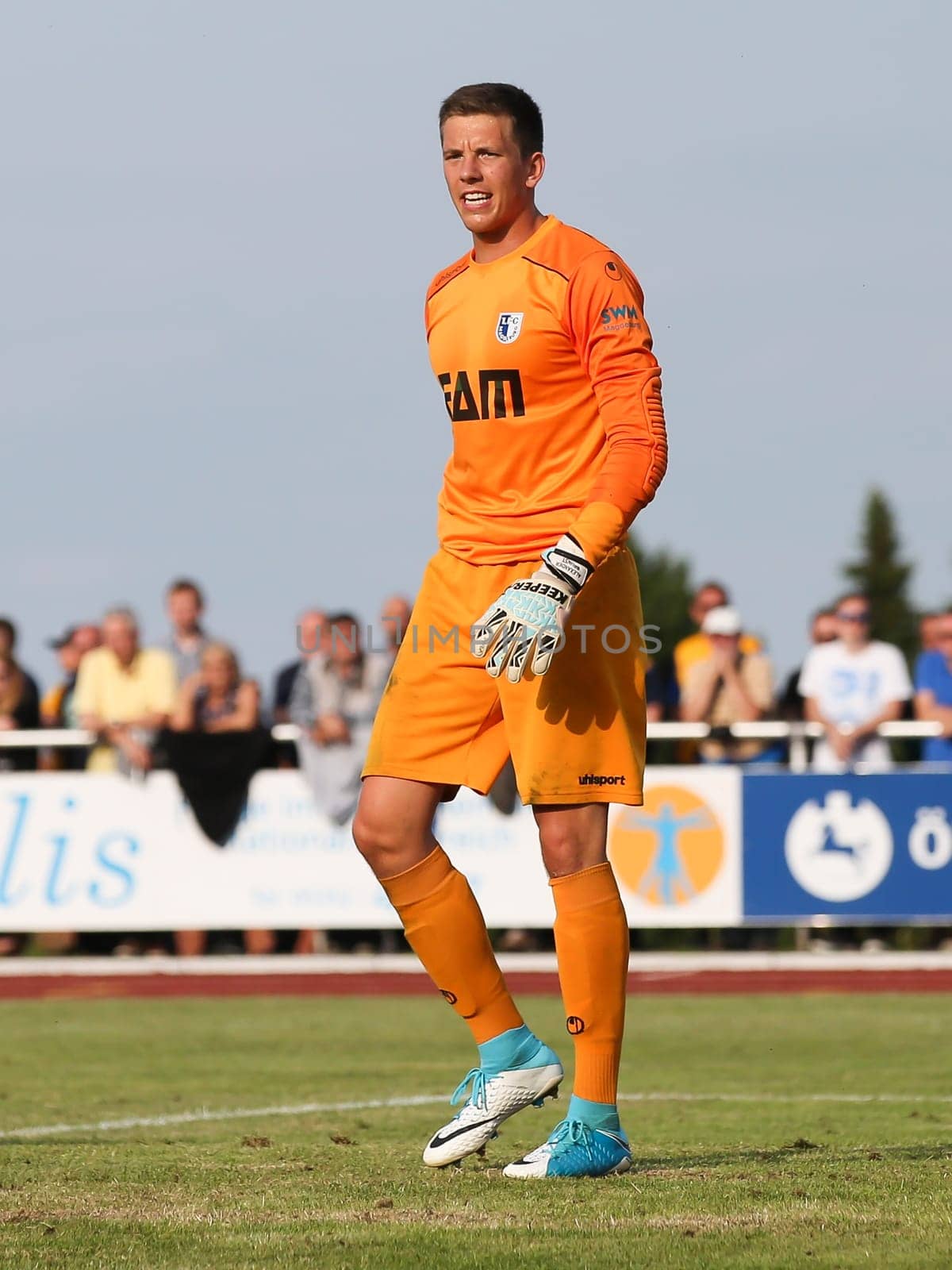 Goalkeeper Alexander Brunst ( 1.FC Magdeburg) at the friendly match Eintracht Braunschweig against 1. FC Magdeburg on 05.07.2017 in Schöningen