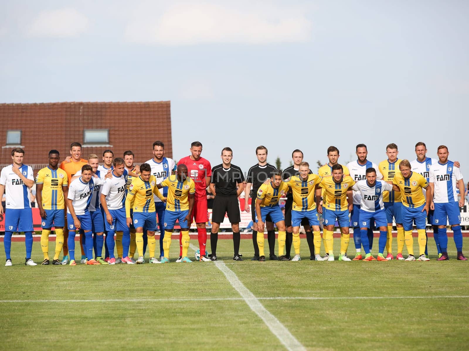 Group picture test match Eintracht Braunschweig against 1. FC Magdeburg on 05.07.2017 in Schöningen