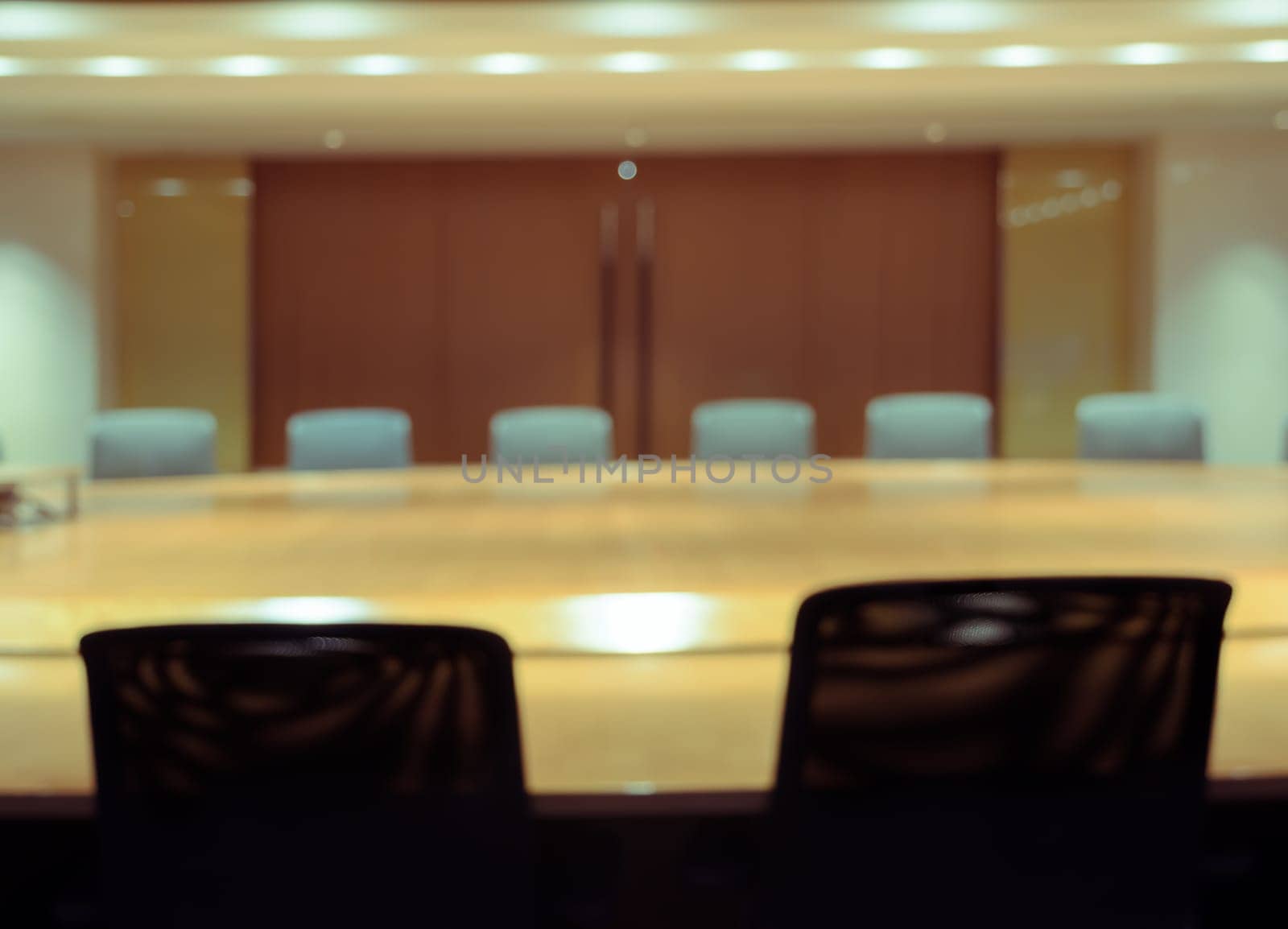 Blur image of empty boardroom background. Business concept