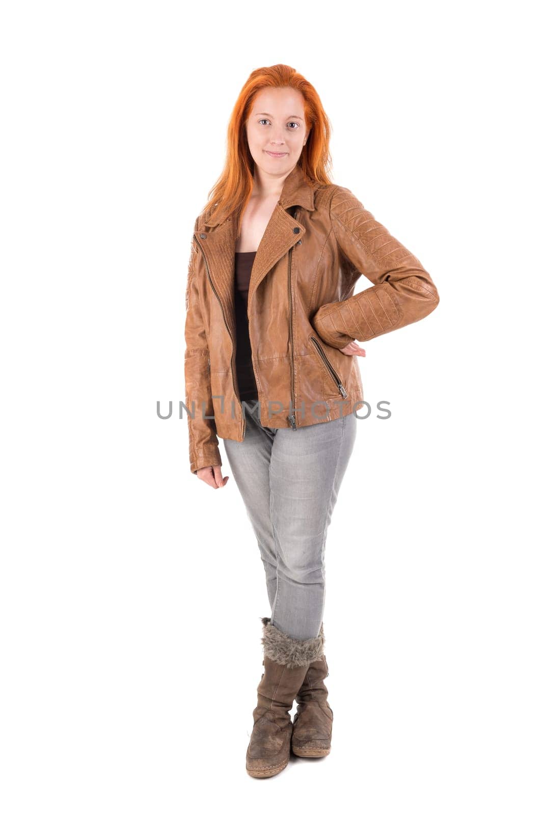 Beautiful red hair girl isolated in white