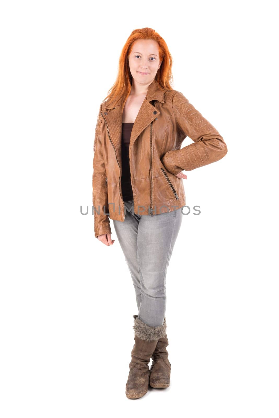 Beautiful red hair girl isolated in white