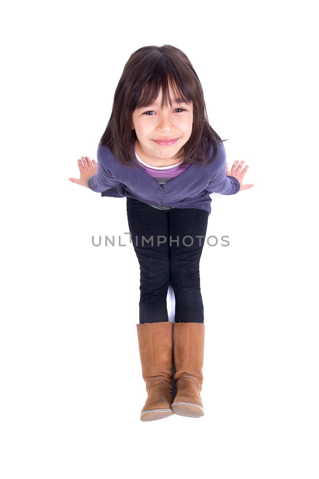 Young girl posing isolated in white