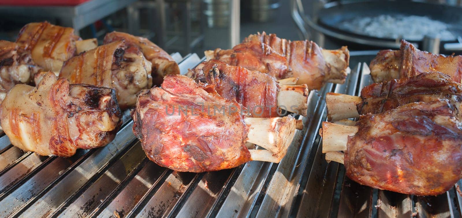 Grilled pork knuckle. German cuisine. Street food.