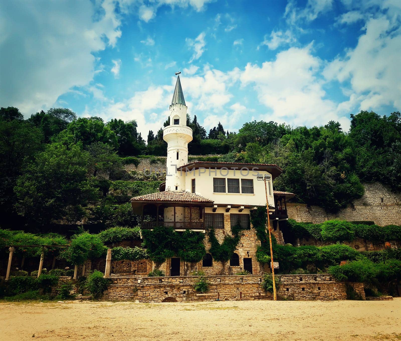 The castle of Romanian queen Maria by the black sea in Balchik, Bulgaria