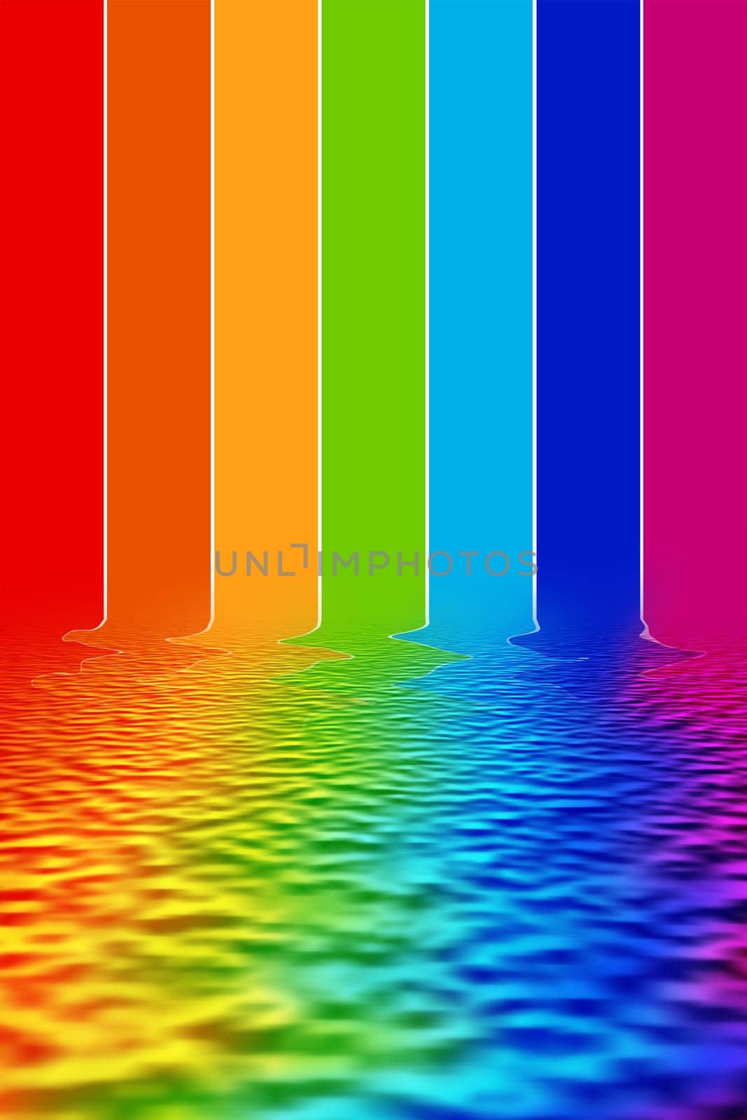 Illustration spectrum colors reflecting on water