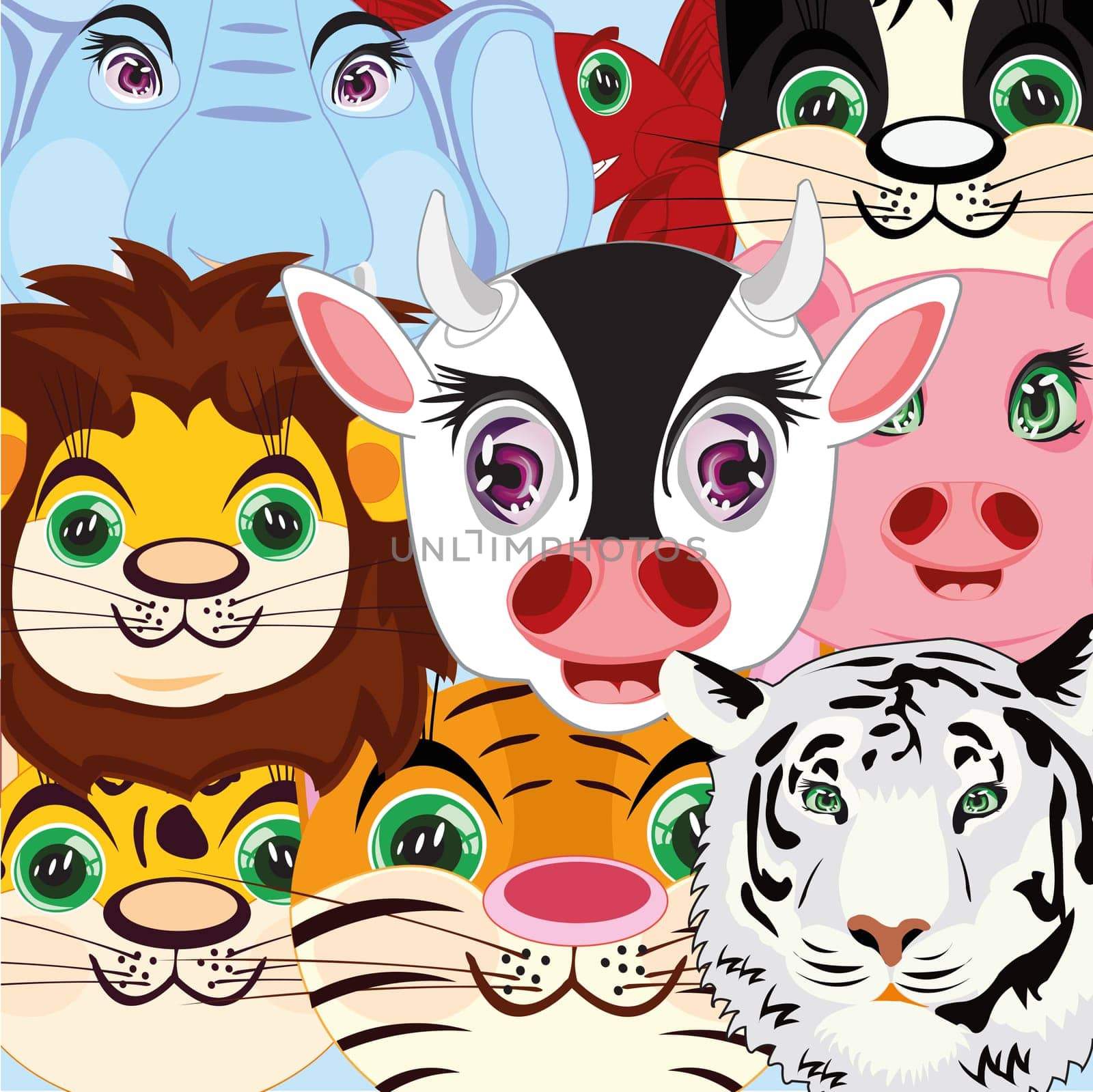 Cartoons ensemble home and wildlifes.Vector illustration animal