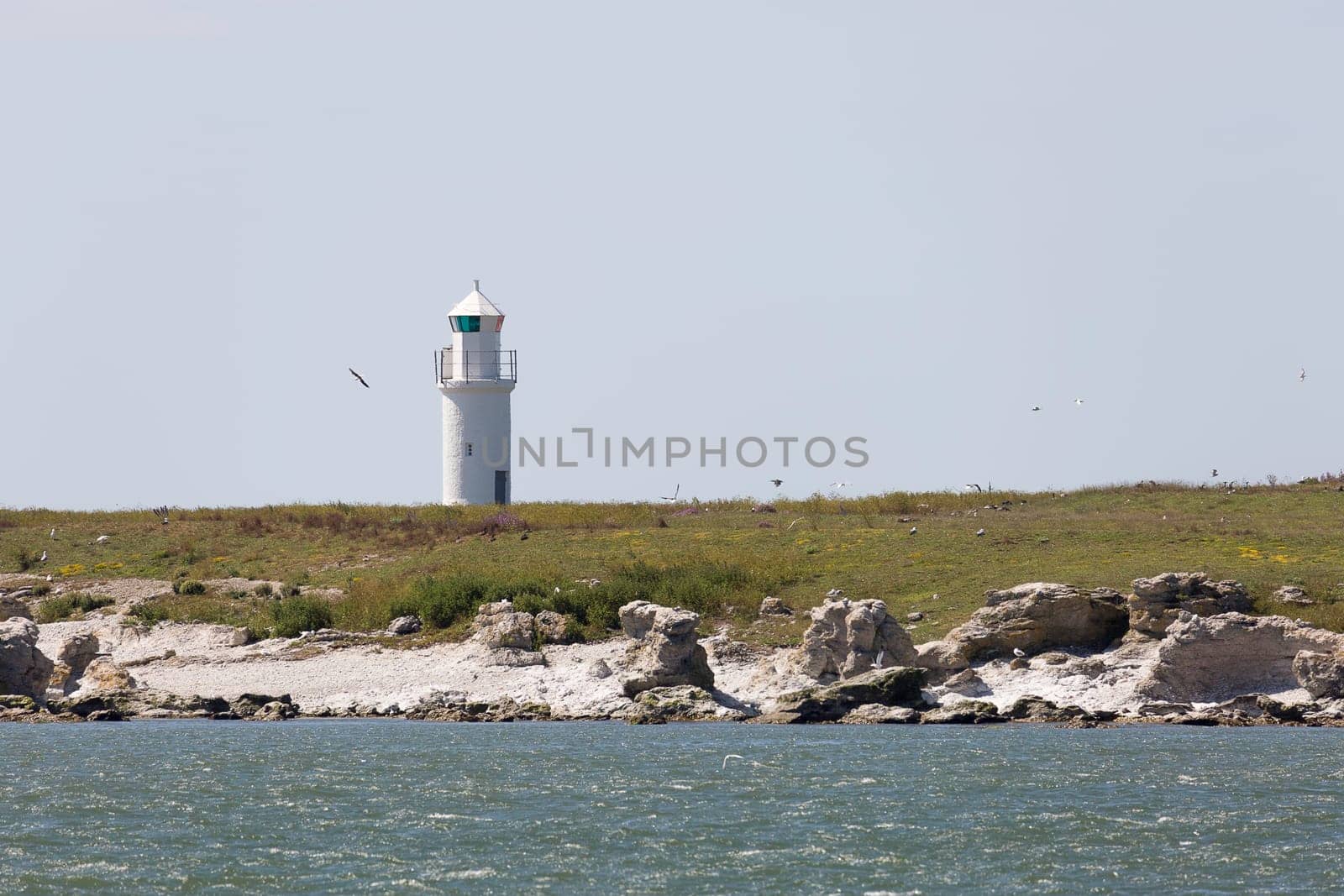 Lighthouse on Rocky Island on Gotland, Sweden.