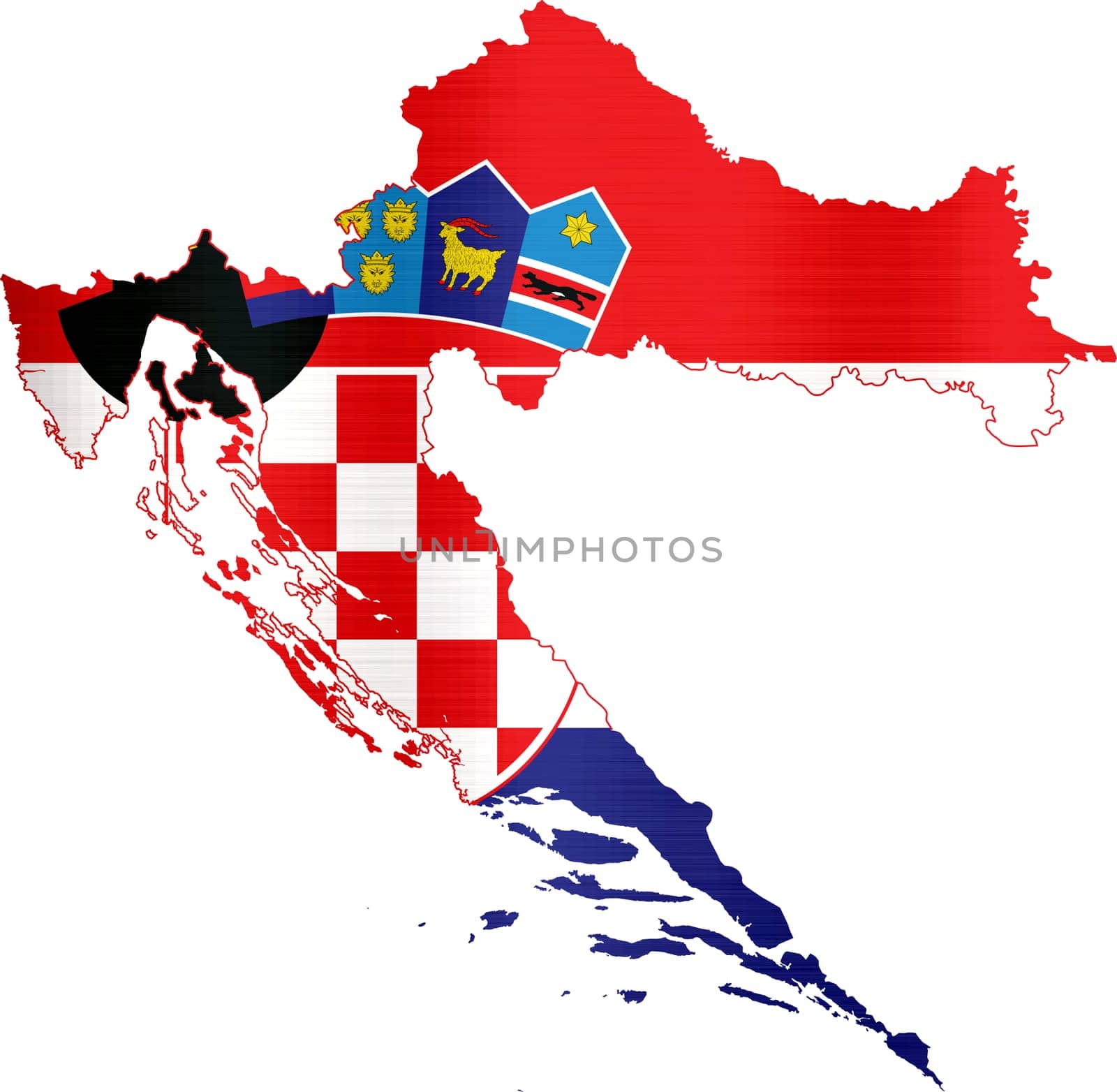 flag map croatia illustration