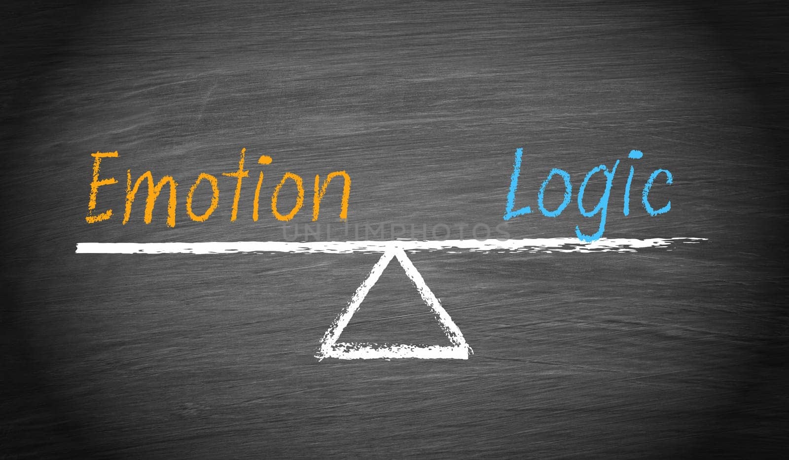 Emotion and Logic Balance - chalkboard with text