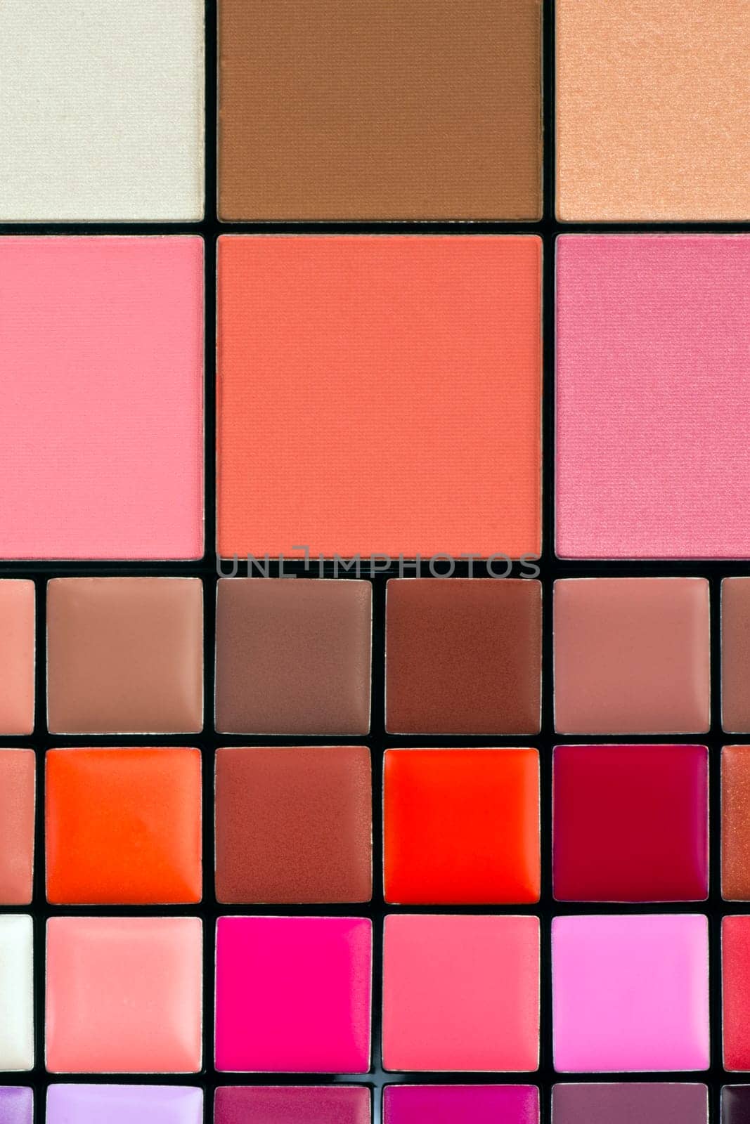 The palette of lipstick with different colors.