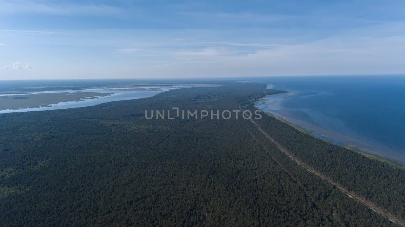 Engure Latvia Aerial view of countryside drone top view