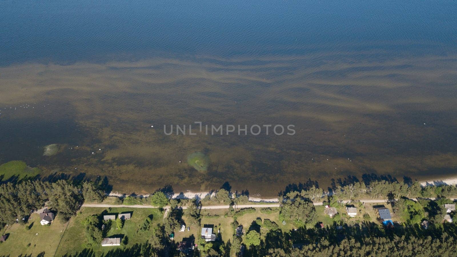 Engure Latvia Aerial view of countryside drone top view