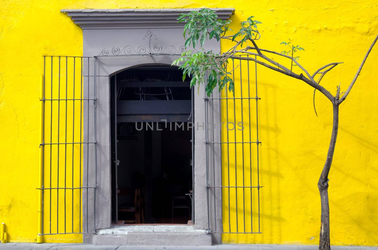 Beautiful yellow house in Oaxaca, Mexico