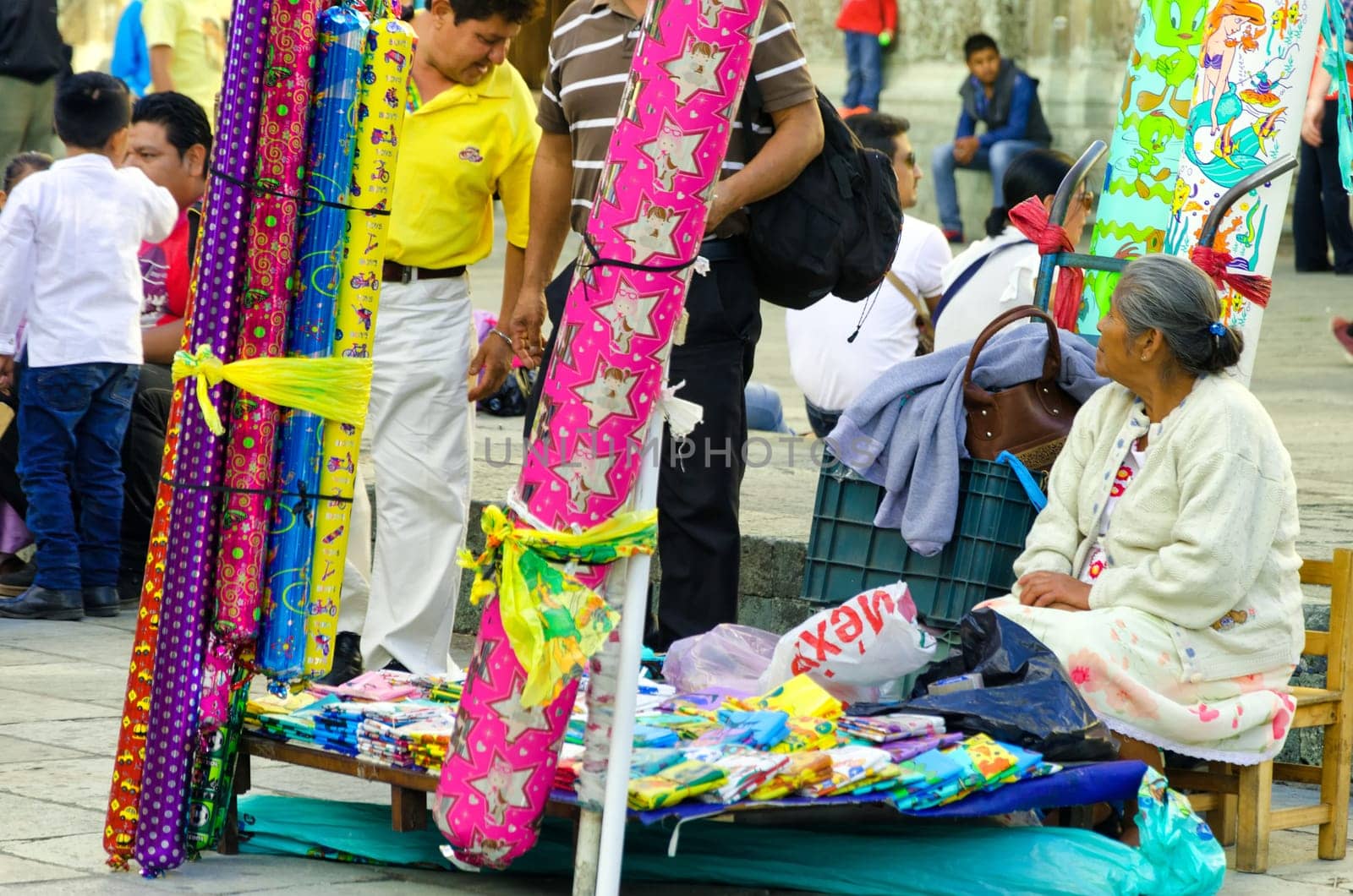 OAXACA, MEXICO, MARCH 4: Balloon vendor in the street in downtown Oaxaca, Mexico on March 4, 2017