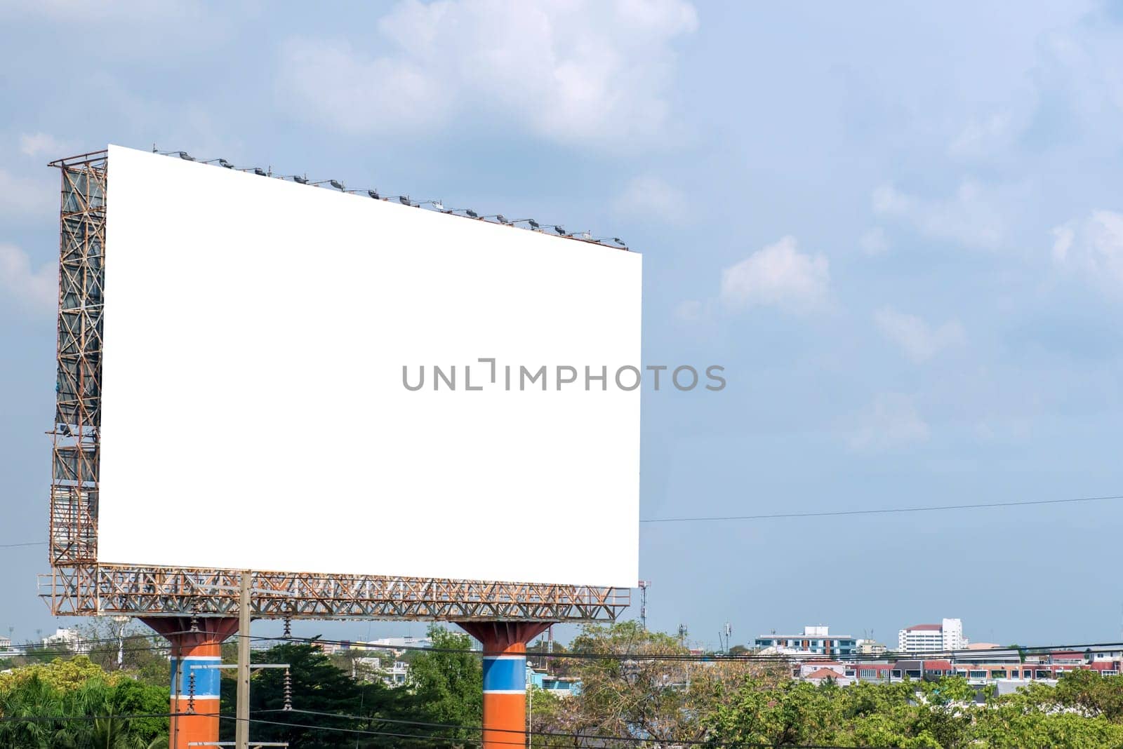 billboard blank on road in city for advertising background.