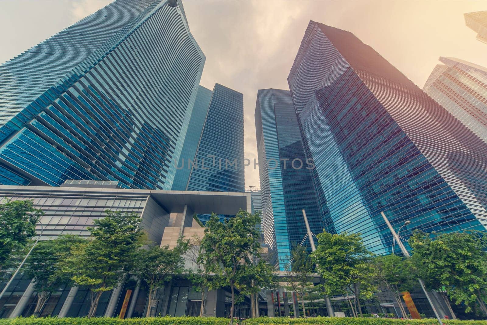Contemporary Architecture Office Building In The City, Perspective Concept.