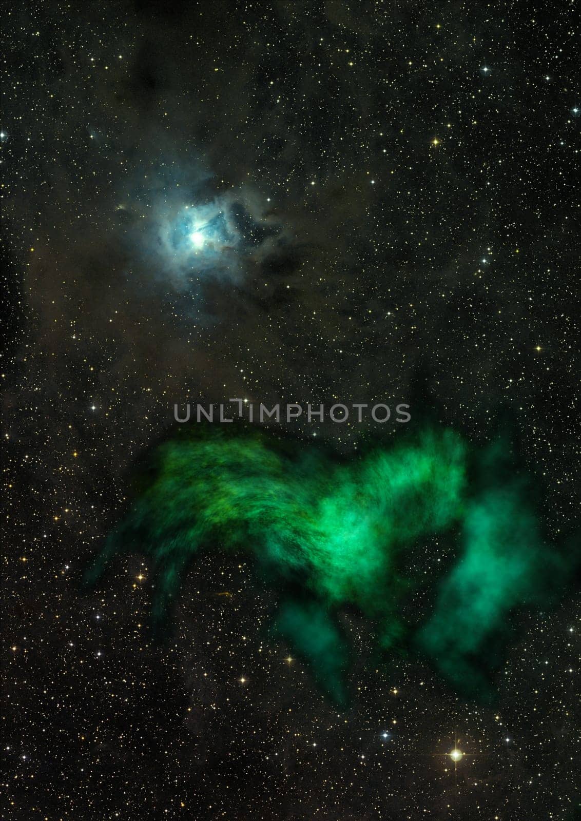 Far being shone nebula and star field against space. Elements of this image furnished by NASA . 3D rendering.