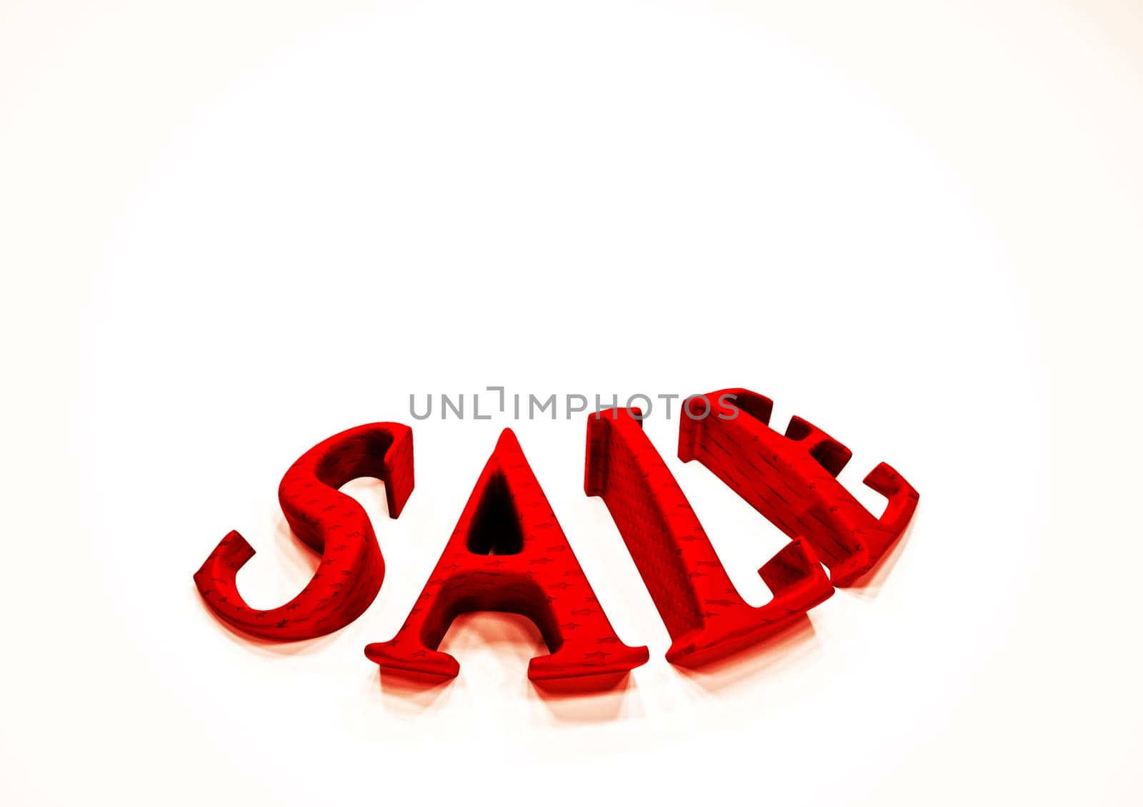 Dimensional inscription of SALE isolated on background. 3D rendering.