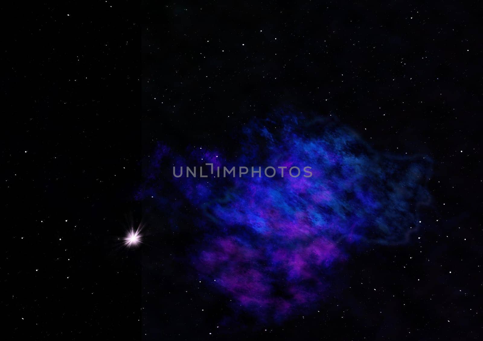 Far being shone nebula and star field against space. Elements of this image furnished by NASA . 3D rendering.