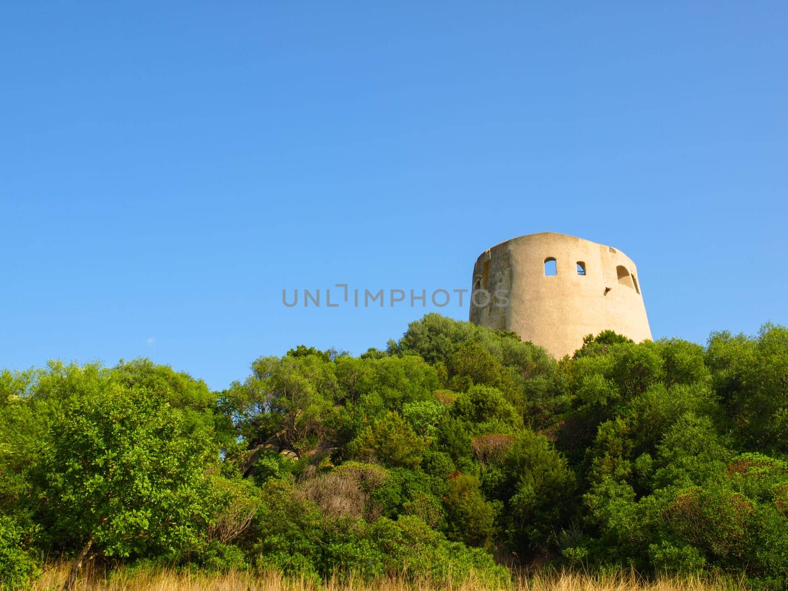 Old Sardinian architecture on a sunny summer day, ancient building