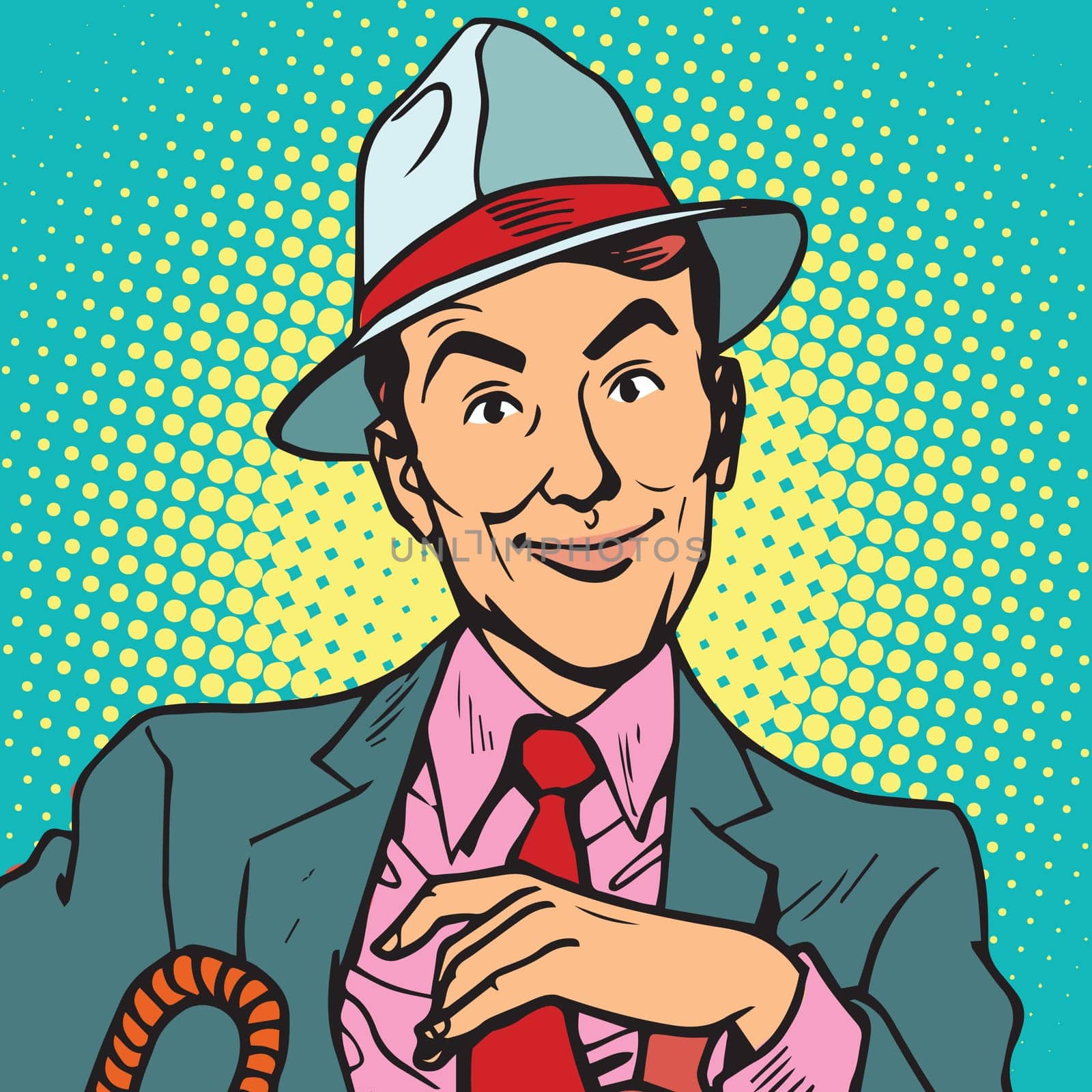 avatar portrait smiling male. Pop art retro vector illustration