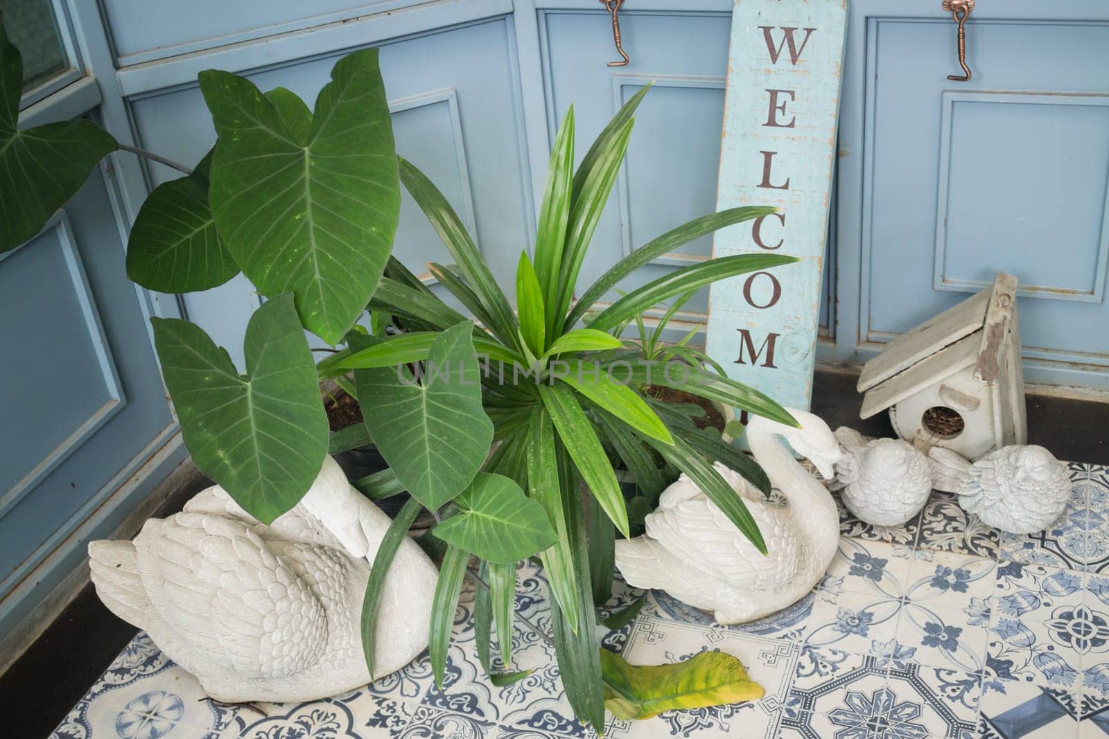 Welcome corner in front of house, stock photo