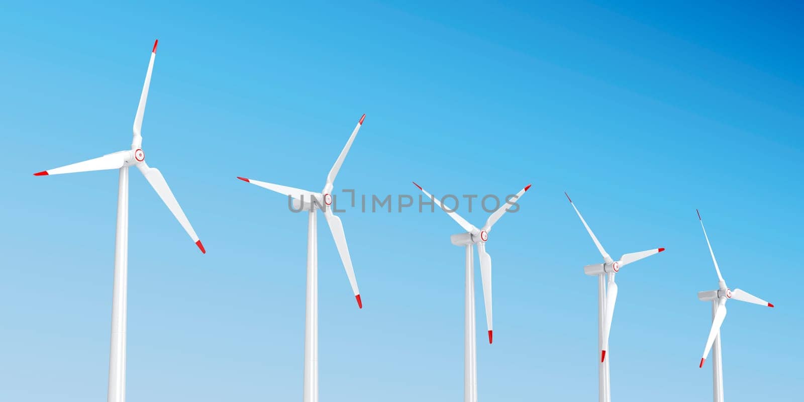 Group of wind turbines generating electricity