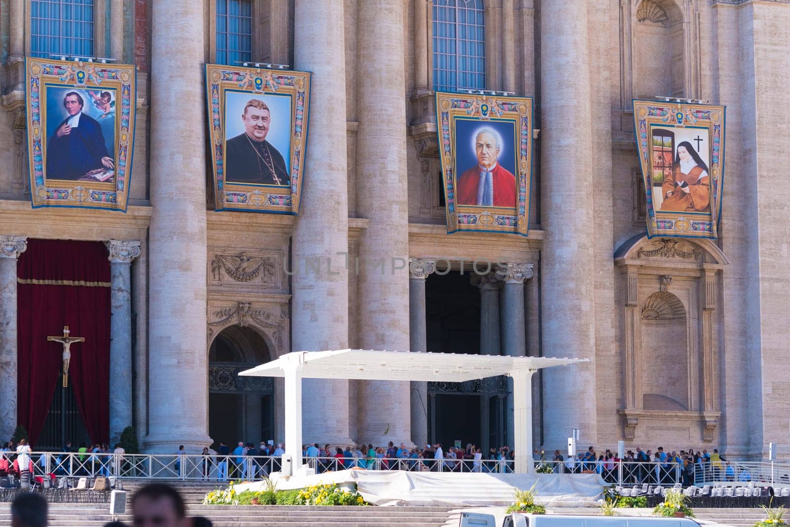 VATICAN CITY, VATICAN - OCTOBER 16, 2016: Pope's speech stage in front of St Peter's Basilica on piazza San Pietro