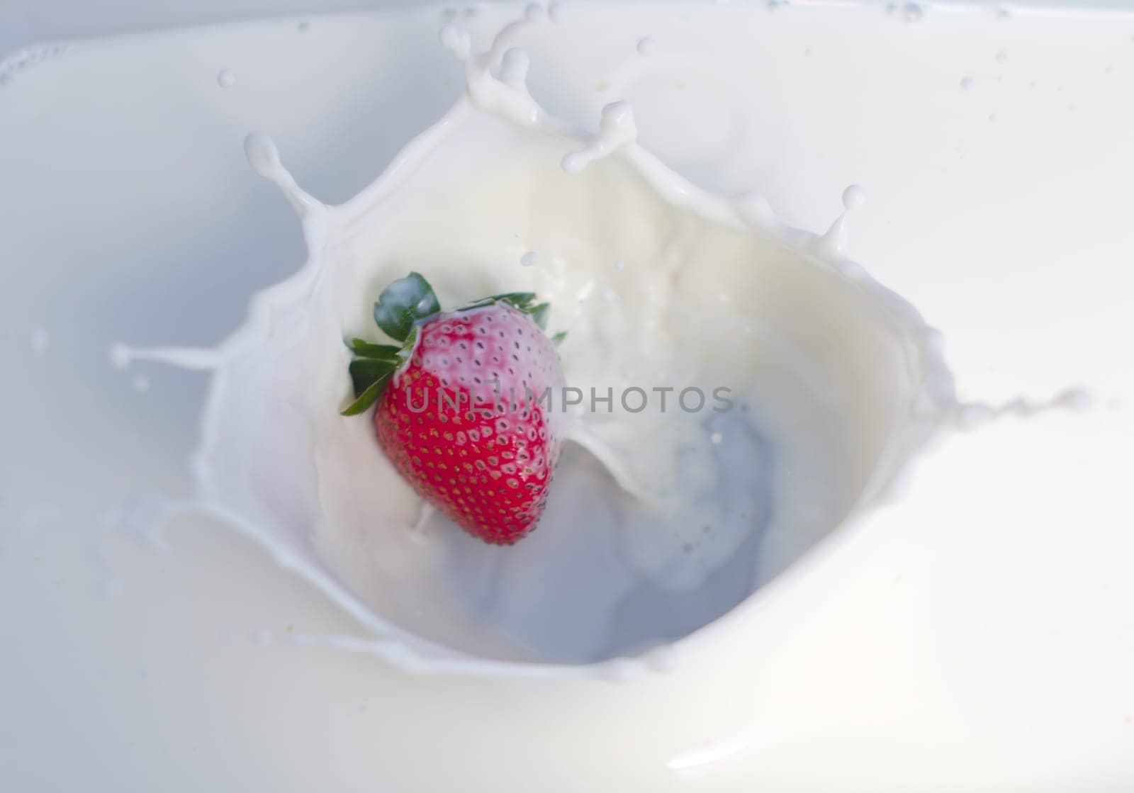strawberry milk cream splash organic fruit dairy product