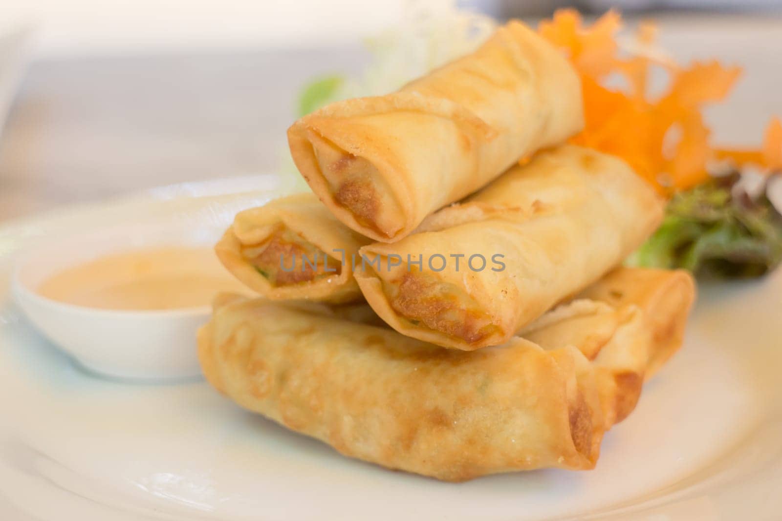 Deep fried vegetable spring rolls, stock photo