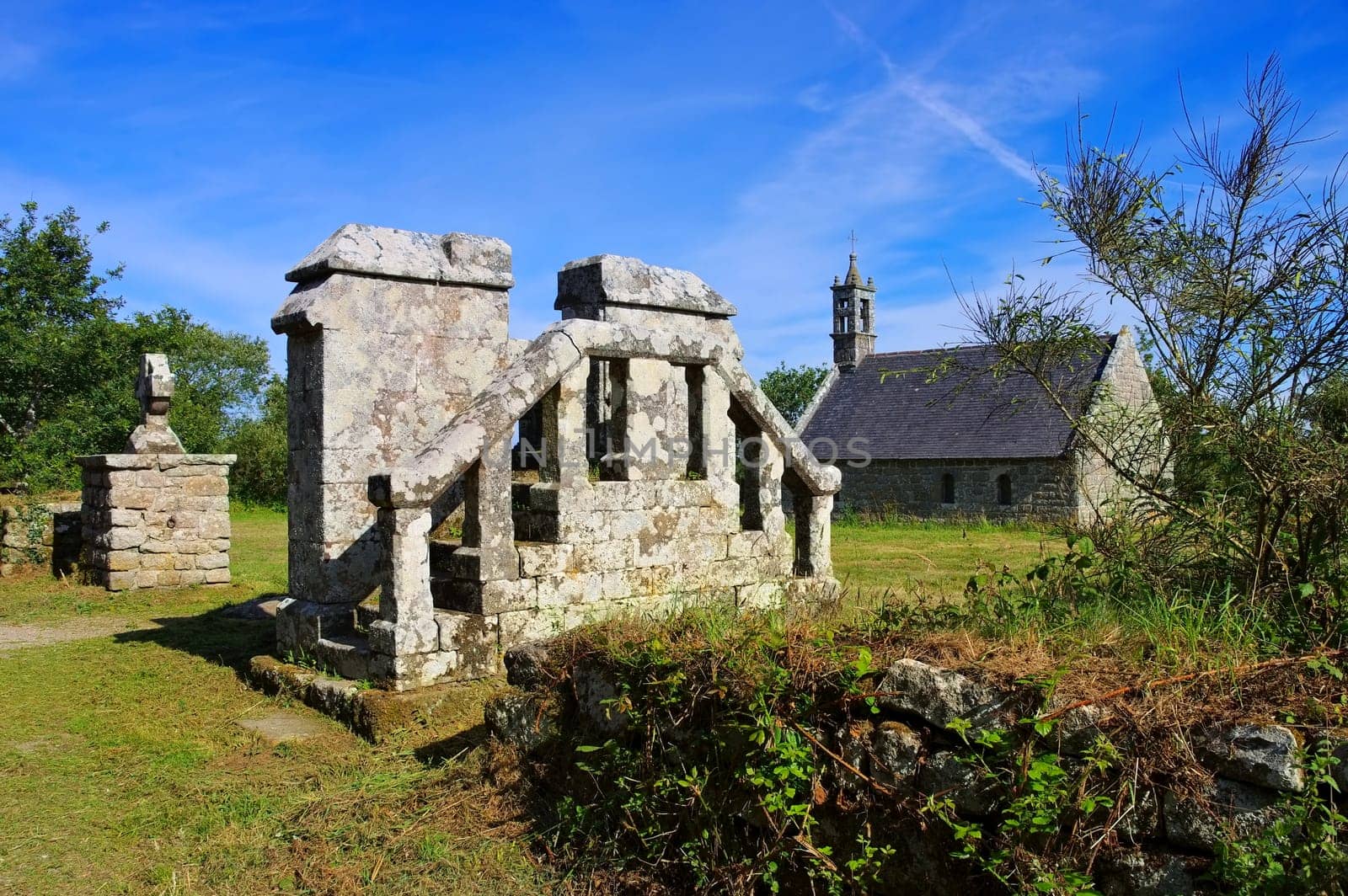 Chapelle ar Sonj in the medieval village of Locronan in Brittany,France - Chapelle ar Sonj church in Locronan,medieval village in Brittany,France