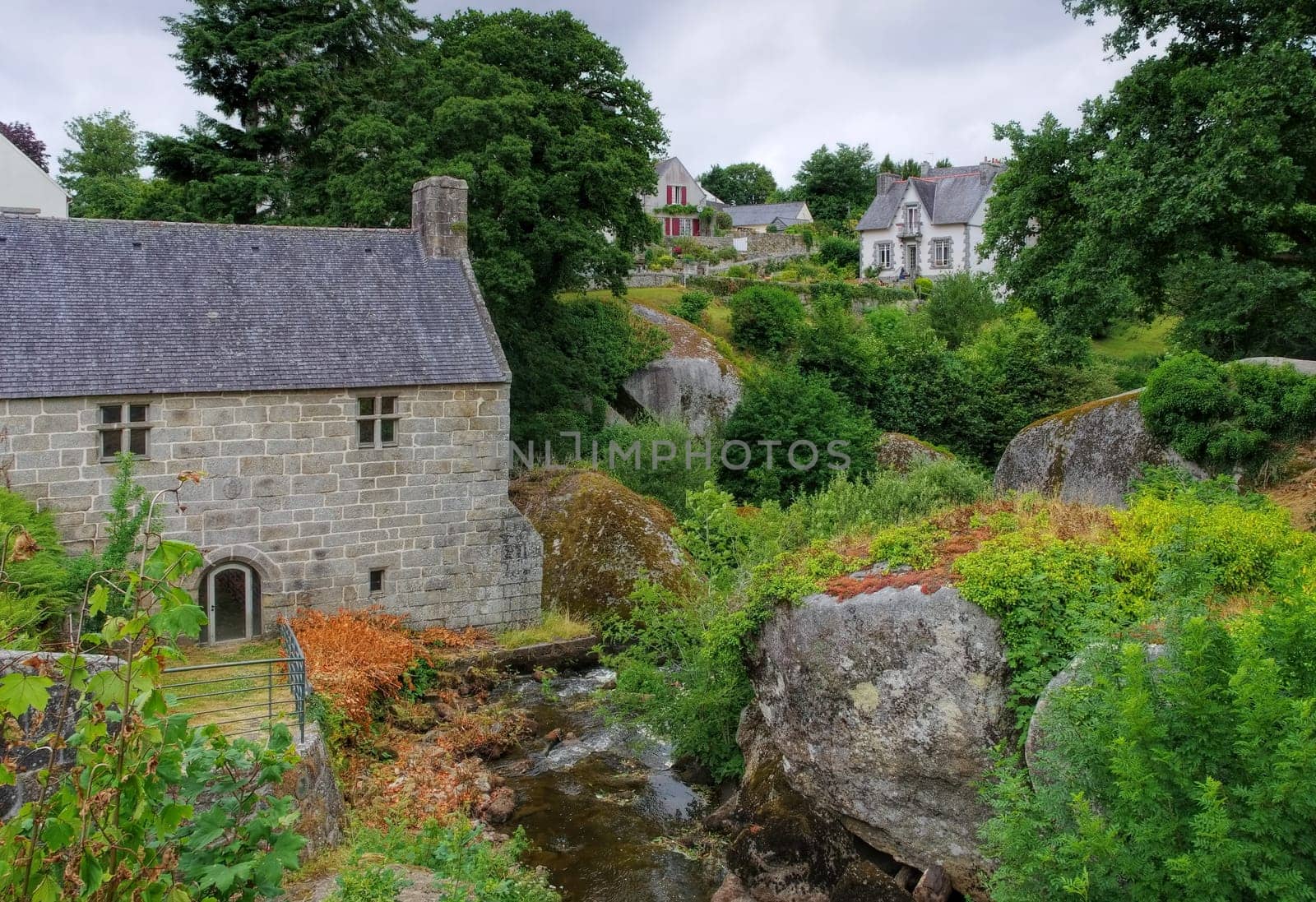 Forest of Huelgoat with the old mill,Brittany,France - Huelgoat forest and the old water mill in Brittany,France