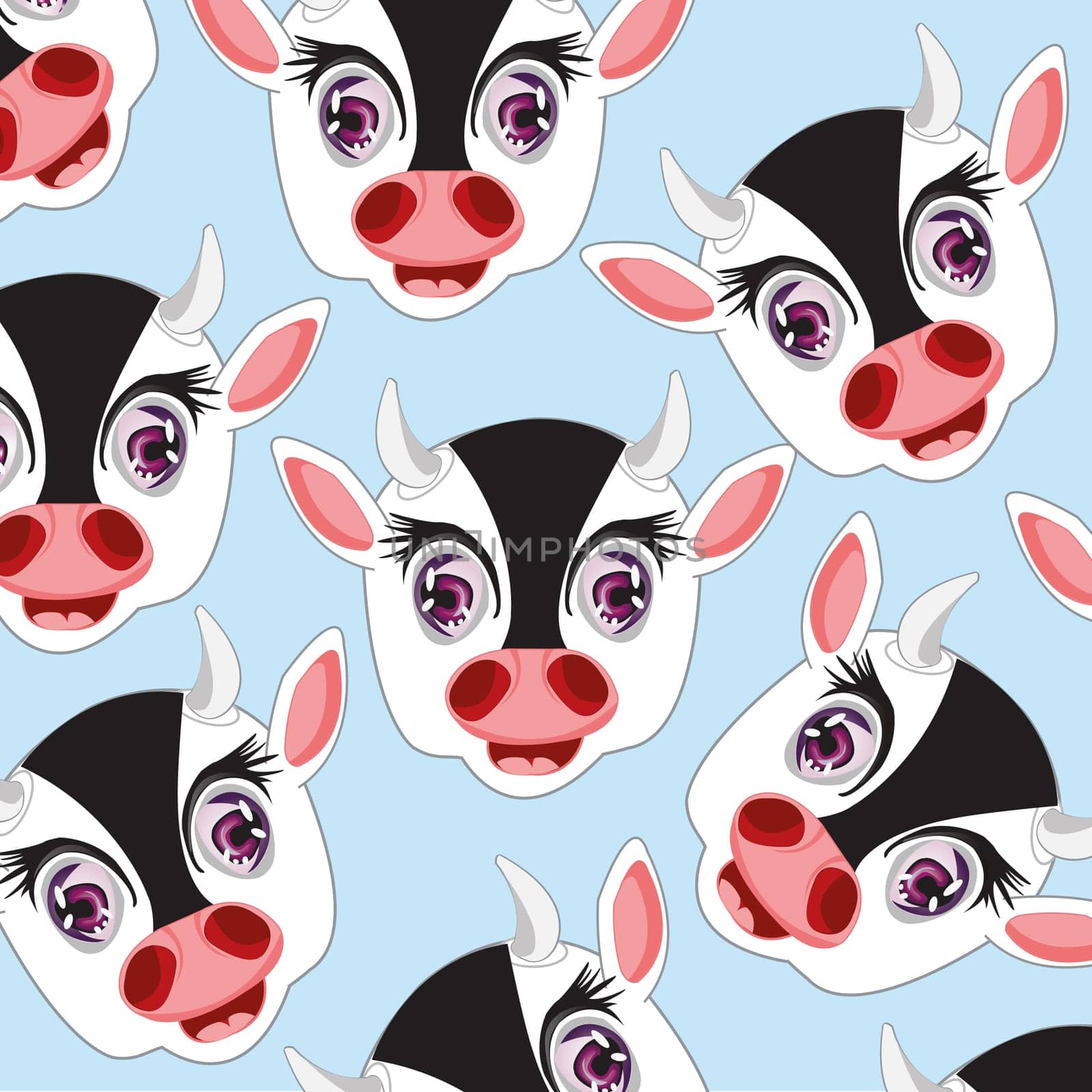 Much goals animal cow on turn blue background
