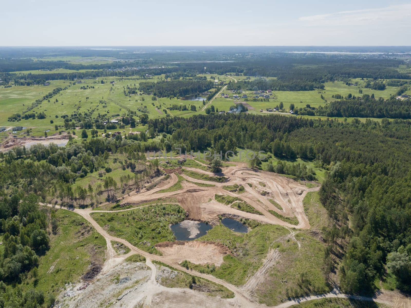 Sauriesi lake Aerial drone top view  latvia