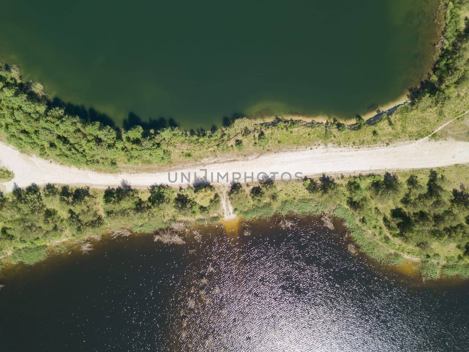 Sauriesi lake Aerial drone top view  latvia