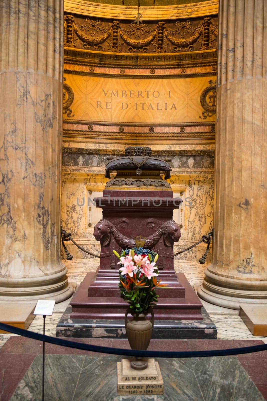ROME, ITALY - OCTOBER 18, 2016: Interior of the famous Pantheon church. The present building was completed by the emperor Hadrian and probably dedicated about 126 AD.