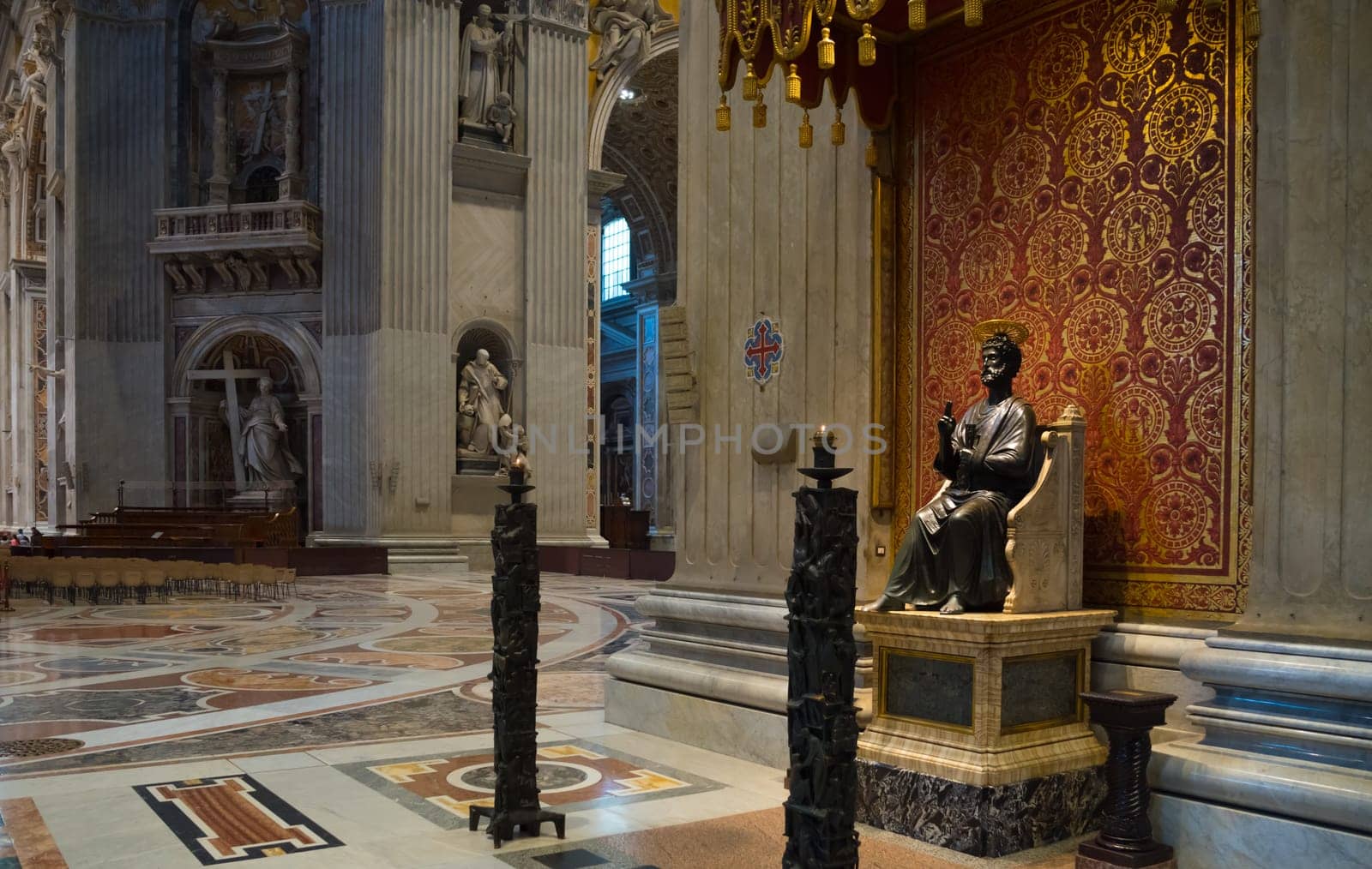 VATICAN CITY, VATICAN - OCTOBER 18, 2016: Interior of the famous St Peter's basilica. It is an Italian Renaissance church in Vatican City, the papal enclave within the city of Rome.