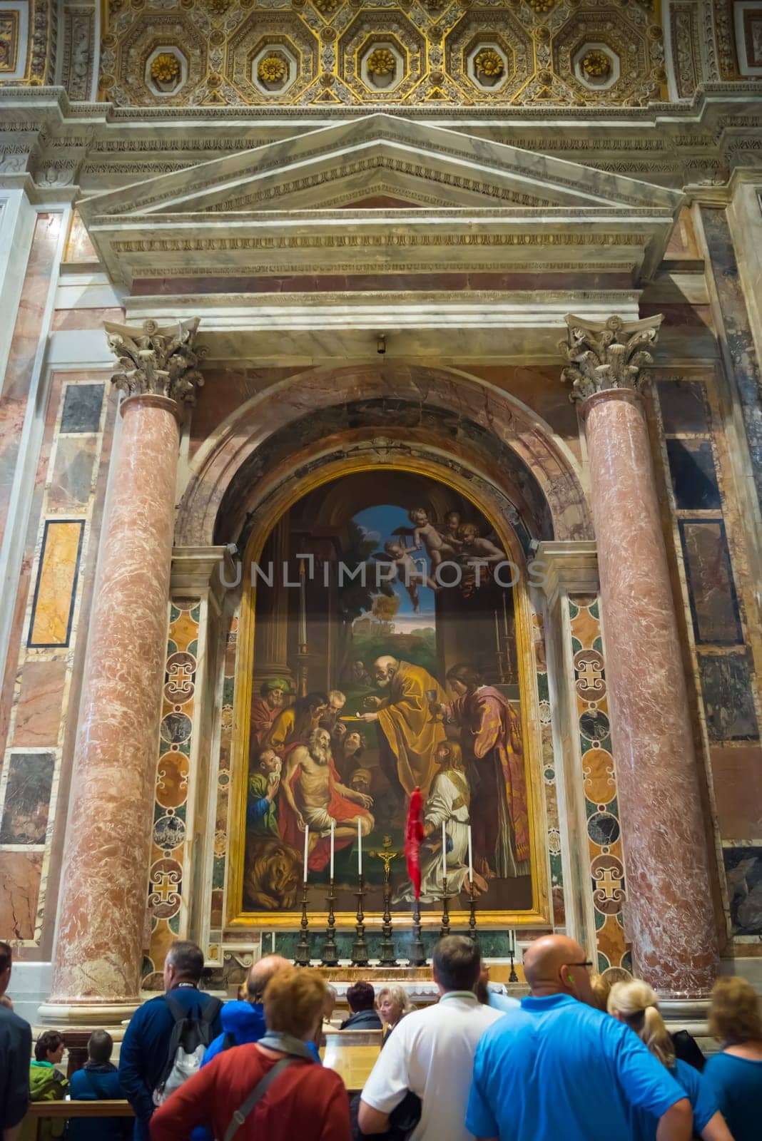 VATICAN CITY, VATICAN - OCTOBER 18, 2016: Interior of the famous St Peter's basilica. It is an Italian Renaissance church in Vatican City, the papal enclave within the city of Rome.
