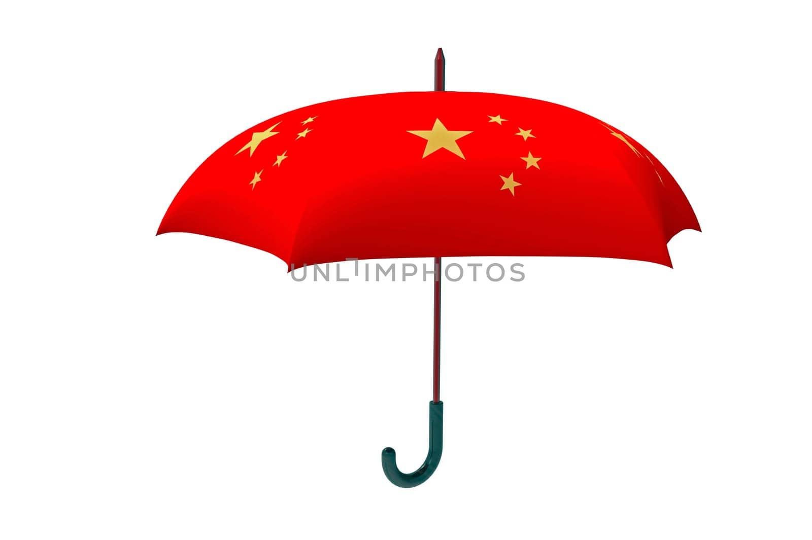 Red Chinese umbrella, 3d rendering, on white background