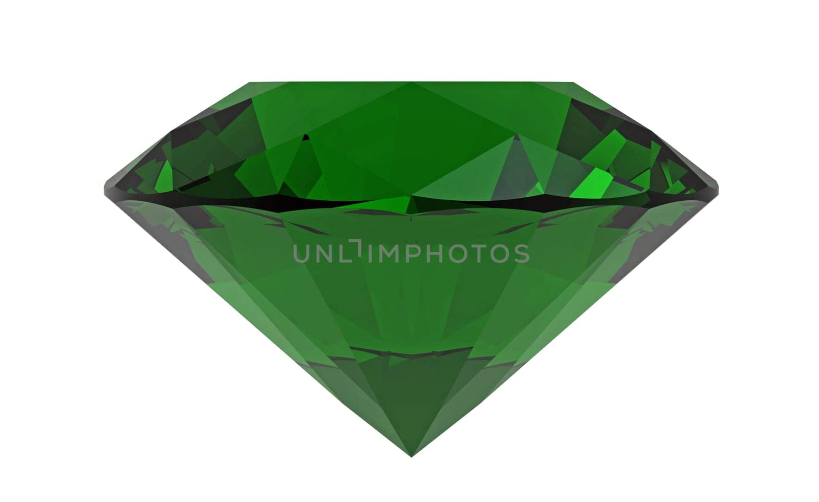 Green diamond emerald gemstone isolated on white, 3D rendering