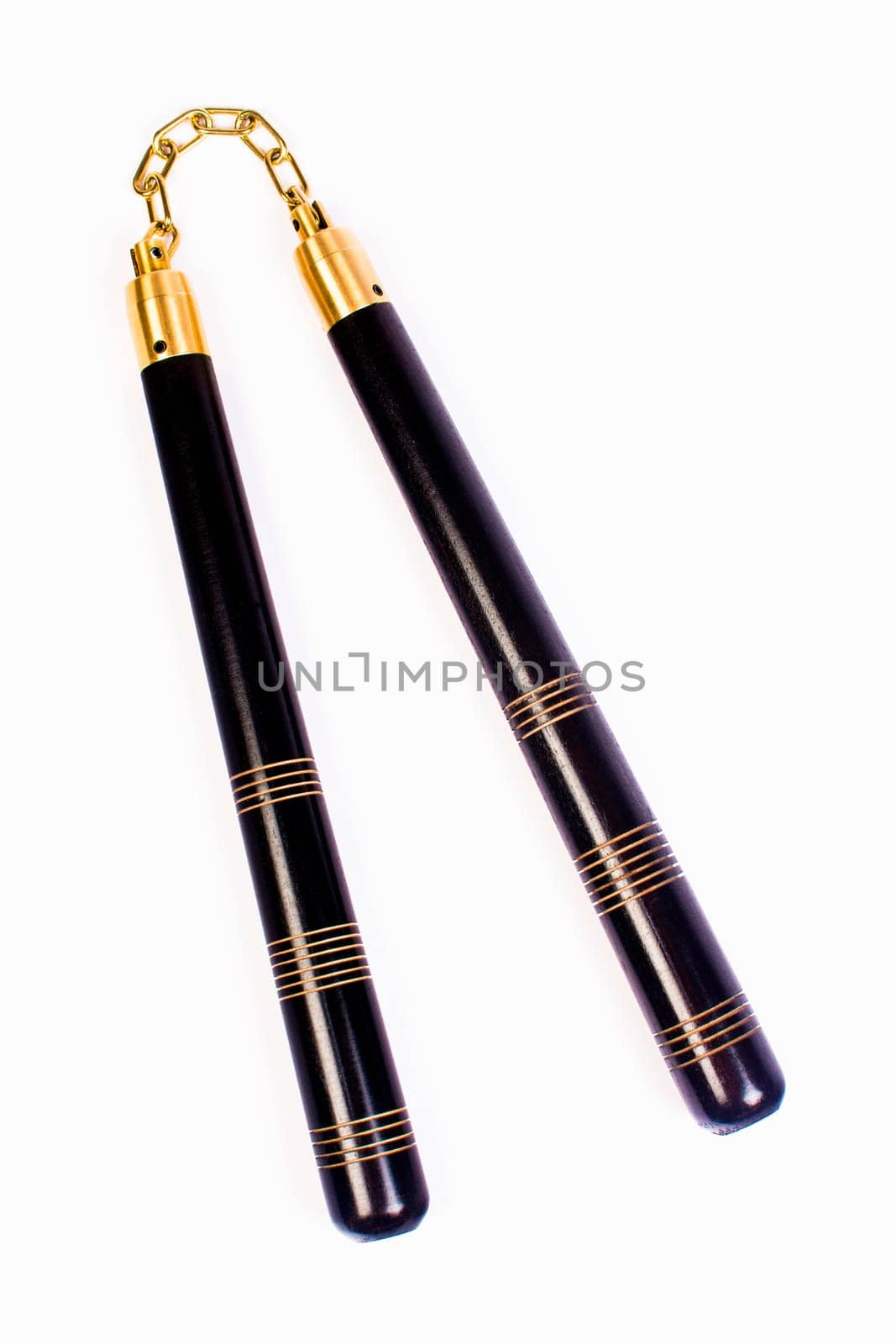 Nunchaku, the Asian weapon is isolated on white background.