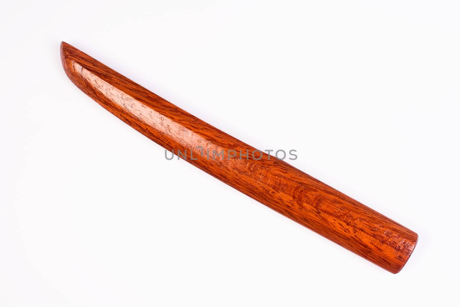 Wooden tanto, the Japanese weapon is on isolated white background.