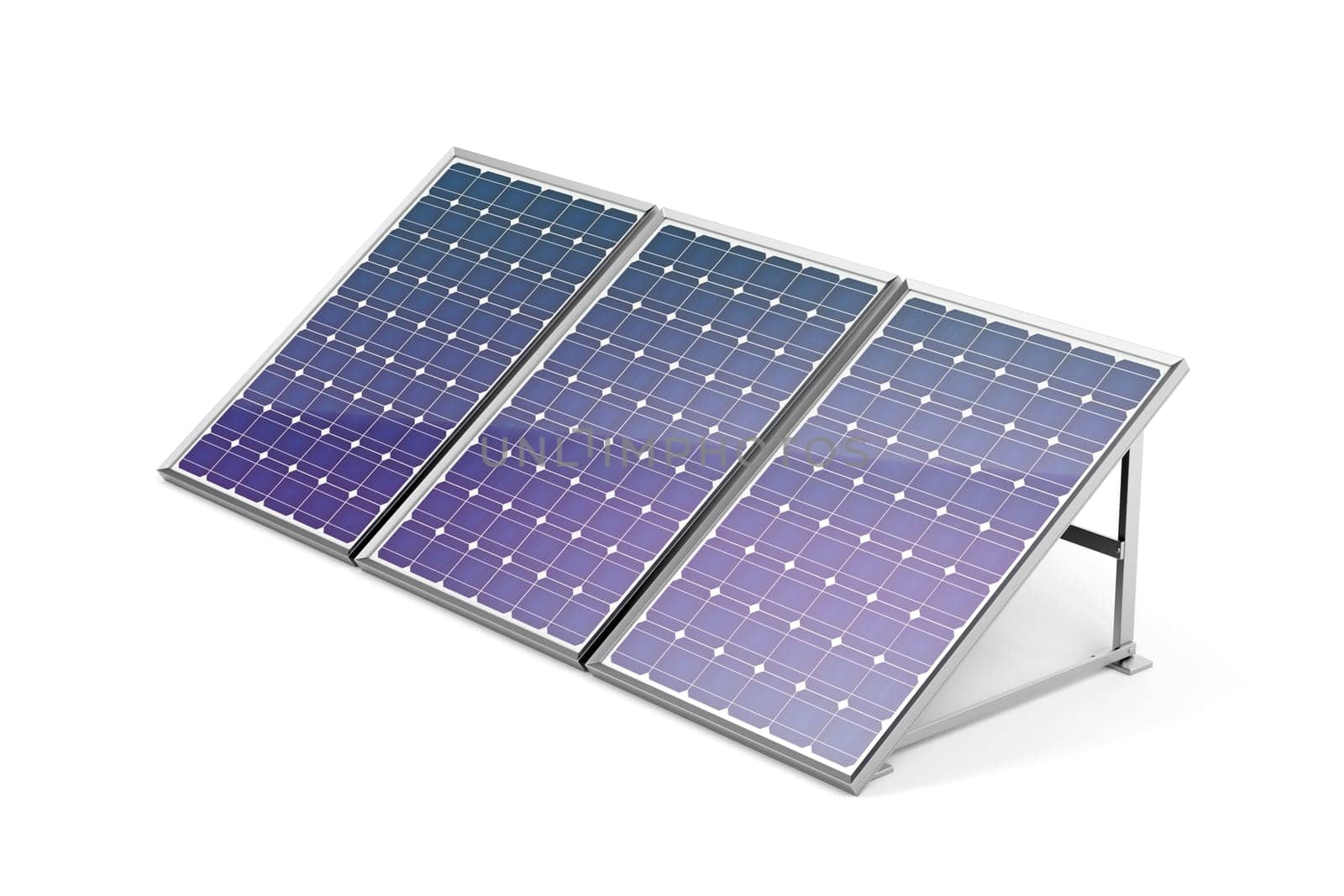 Solar panels on white background