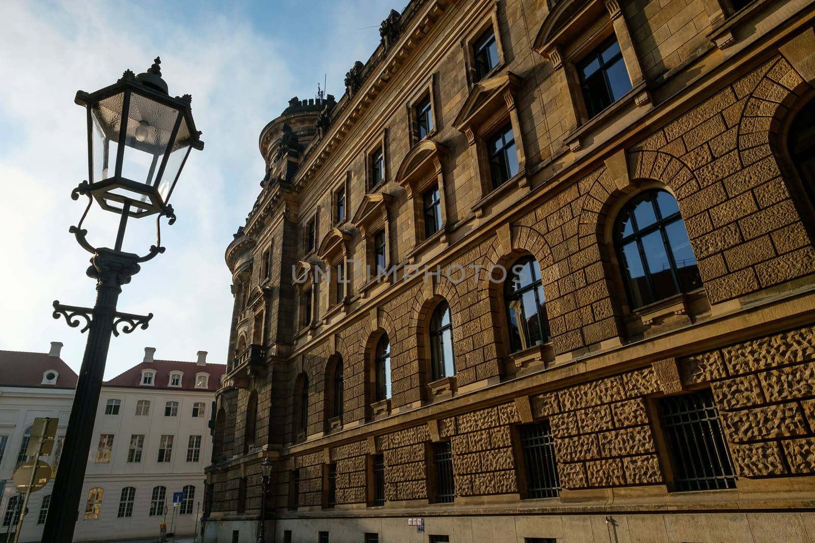 Historic house and windows in Baroque style in Rampische Straße in Dresden