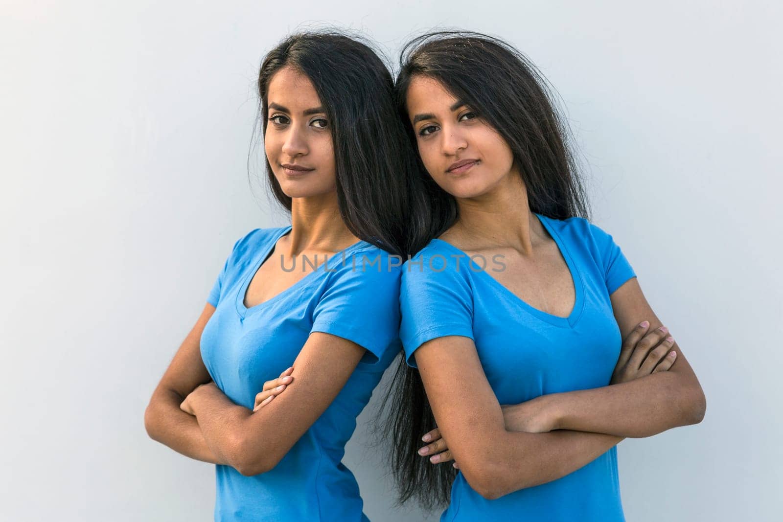 Handsome female twin couple - outdoor shot in summer