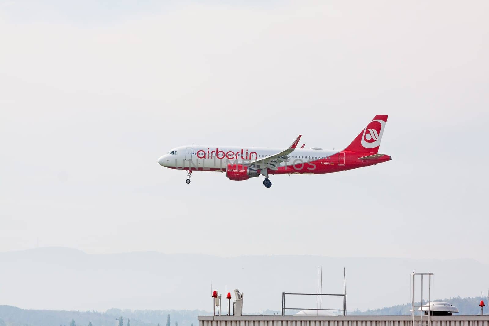 Stuttgart, Germany - May 06, 2017: airberlin Airbus airplane during landing
