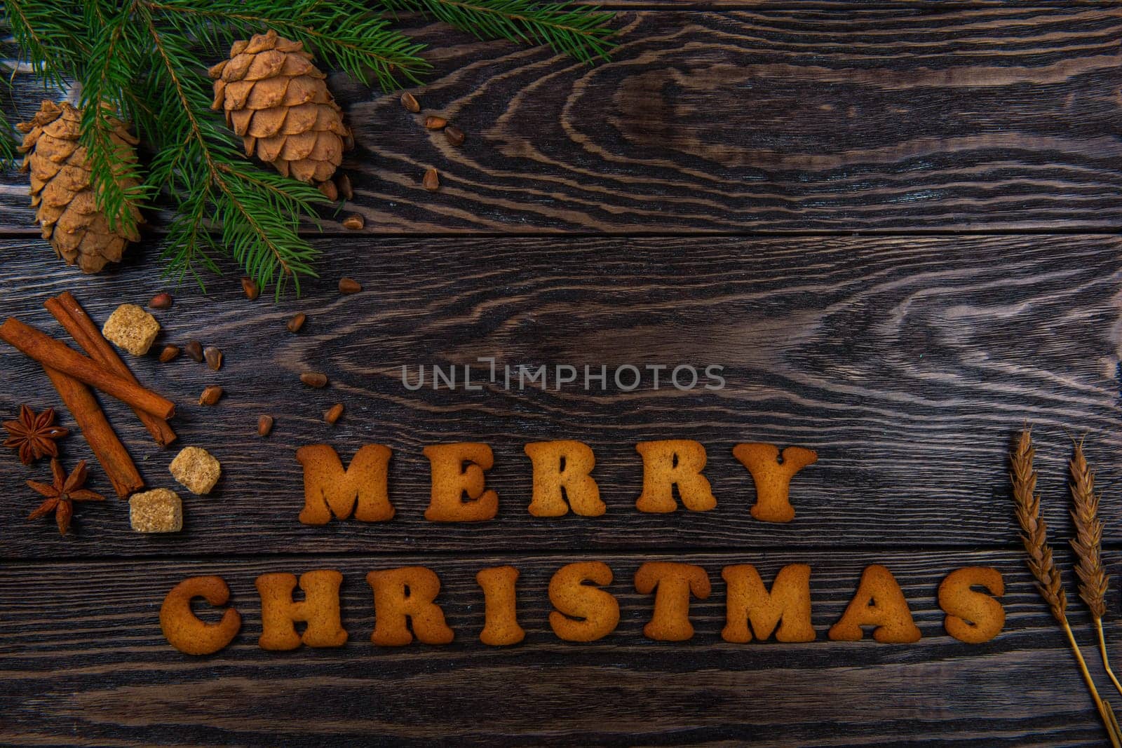 Gingerbreads for christmas on wooden background