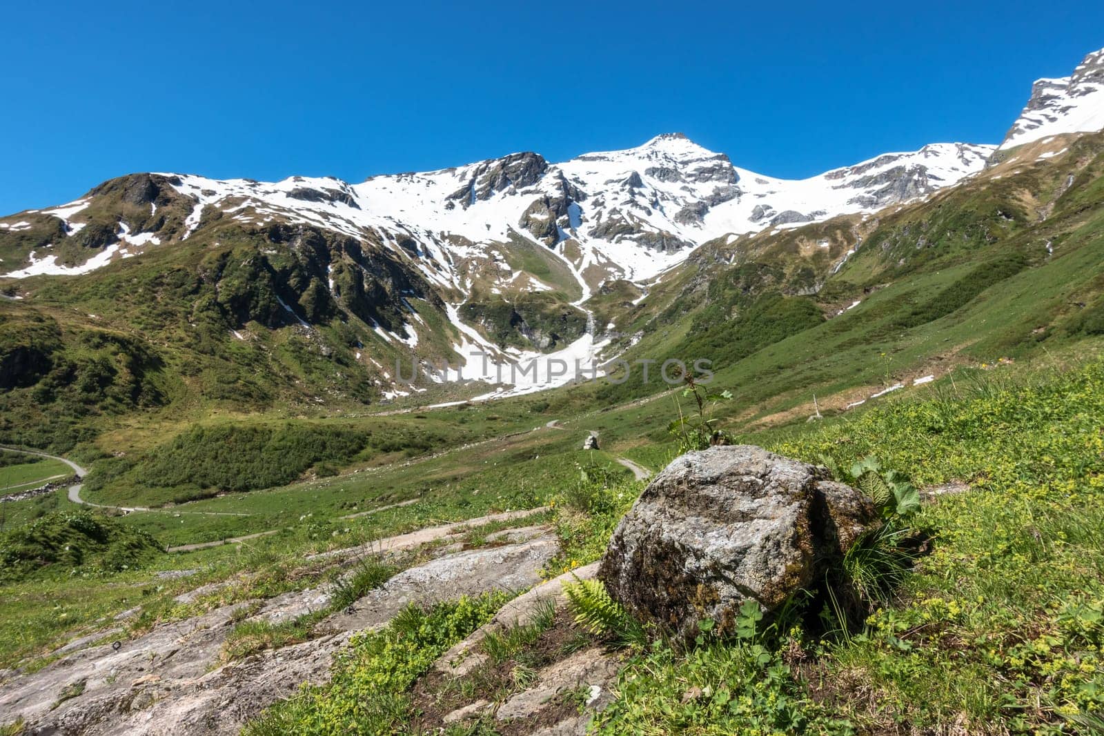 Glaciers in summer,snow-capped mountain peaks in the Hohe Tauern
